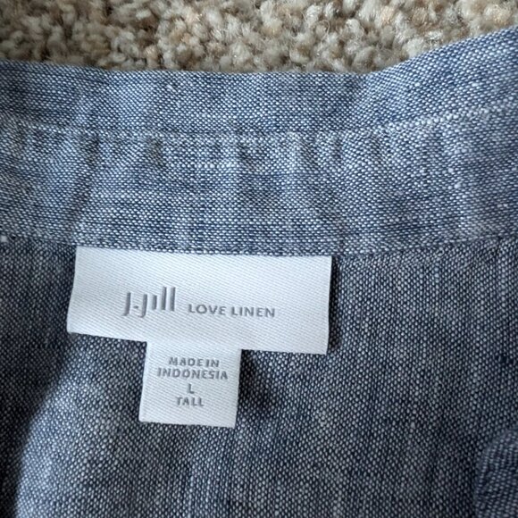 EUC  J Jill Linen shirt with roll up sleeves, Large Tall (L Tall) - Picture 2 of 8